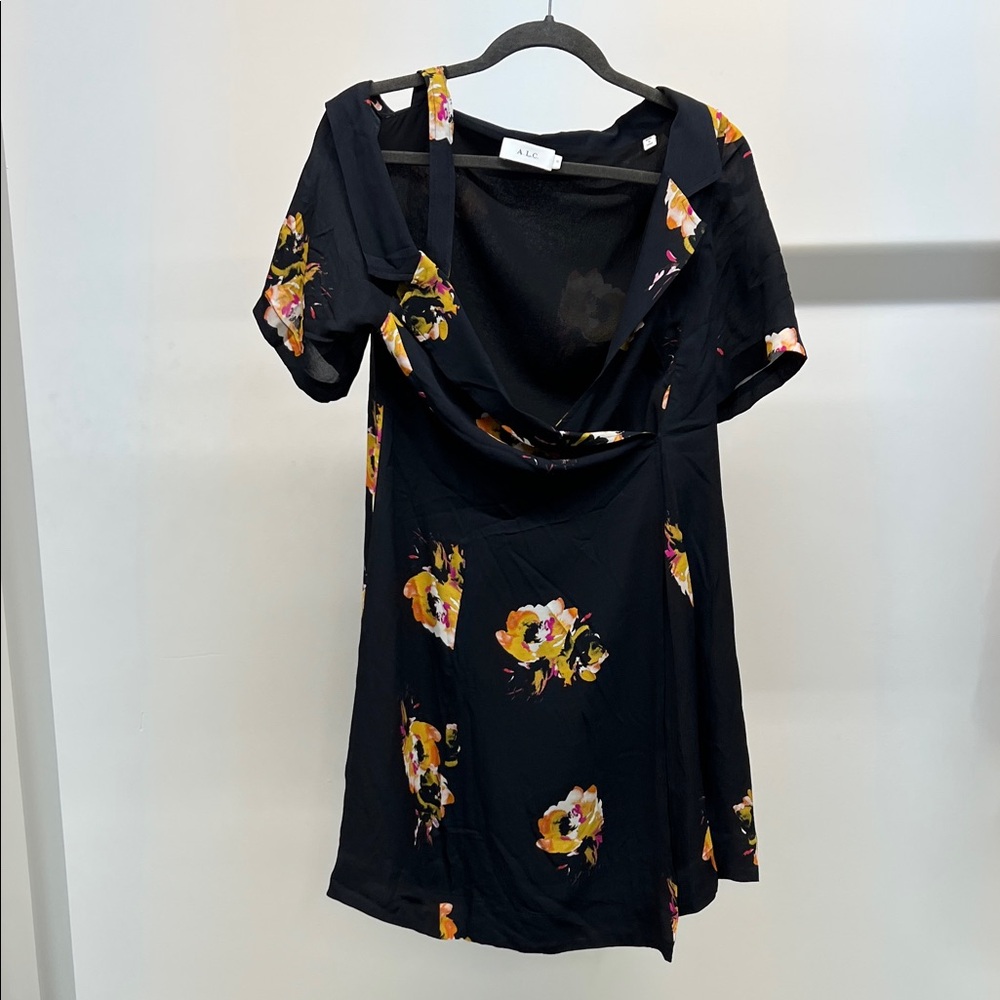 A.L.C. 100% Silk Navy Floral Dress